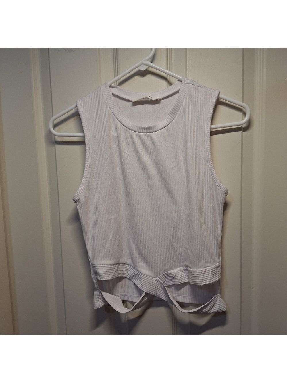 Wild Love White Ribbed Sleeveless Cropped Top